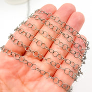 Oxidized Sterling Silver Twisted Round Link Chain